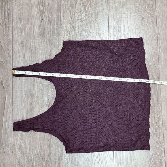 Topshop Petite Wine Red Purple Lace Print Semi Sheer Tank Top Size 6 Petite - Picture 14 of 16